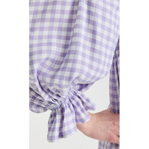 Sleeper Atlanta Lavender Vichy Purple Linen Gingham Check Midi Dress Medium - Picture 4 of 11